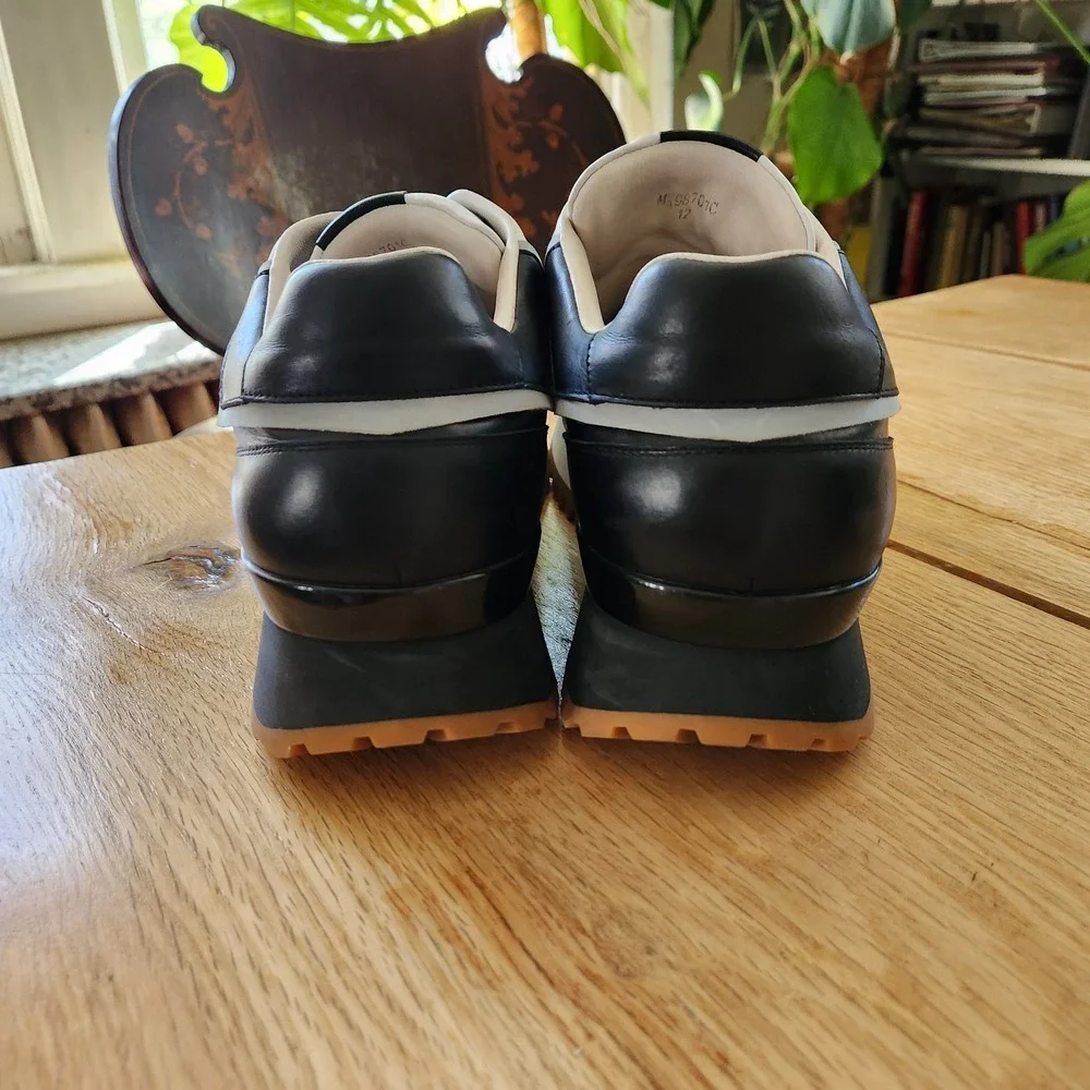 RARE Leizilei Calf Leather Sneakers Mens Size 12 Black White Platform Shoes Y2k‎